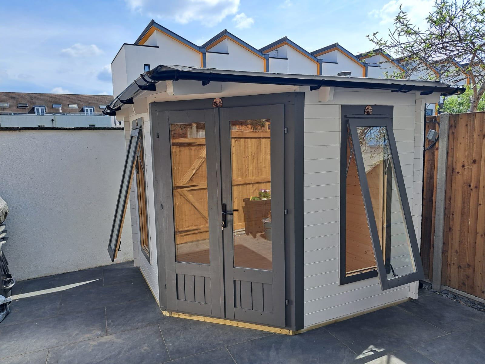 wooden building windows open